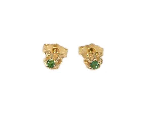 Genuine Alexandrite Earrings Siberia Alexandrite Gemstone, Natural Color-change Gem, 19thc Antique Gemstone, 14kt Gold Blossom Studs #641403