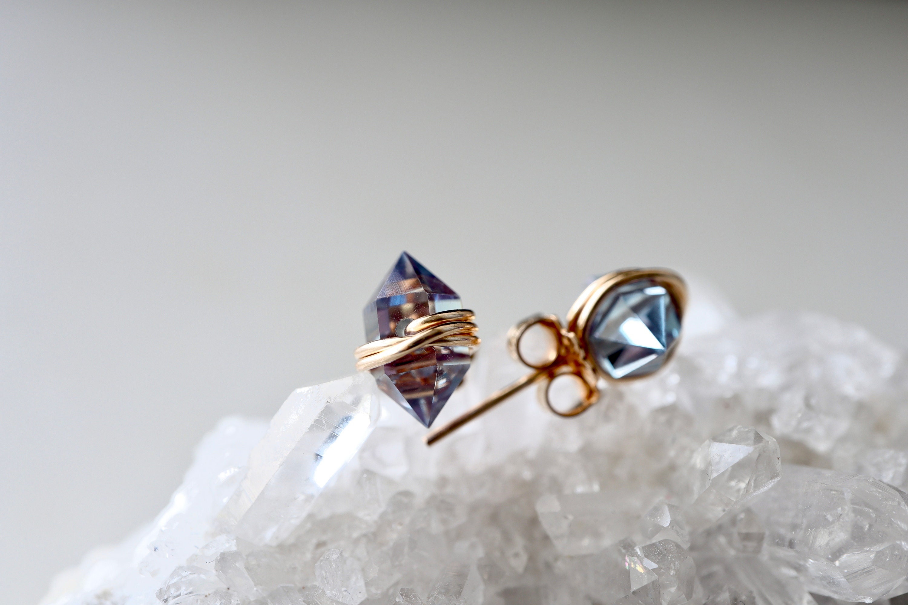 Alexandrite Geo Stud Earrings In 14k Solid Gold, Gold Filled, Sterling Silver - June Birthstone
