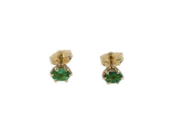 Gorgeous Alexandrite Earrings, 14kt Gold Studs, Antique Gemstone, Genuine Alexandrite, Natural Gemstone, Siberian Color-change Gems #36803