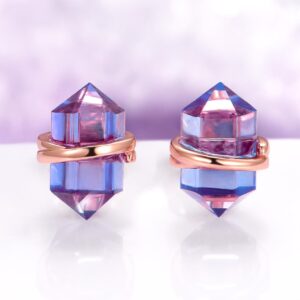 Minimalist Alexandrite Earrings in 14K Rose Gold Vermeil- Raw Crystal Unique Studs Unique June Birthstone Jewelry Anniversary Gift For Her