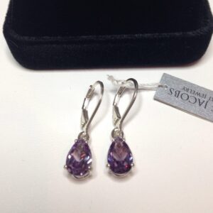 Pear Alexandrite 14k Gold Dangle Earrings, June Birthstone