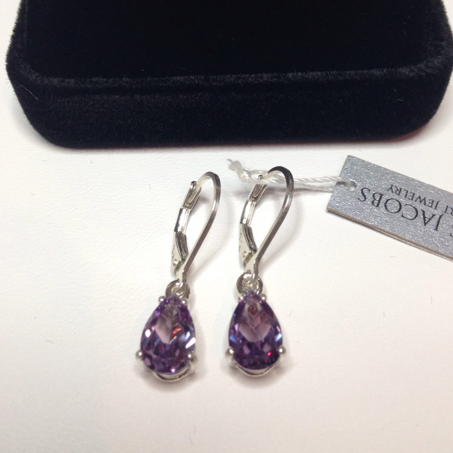 Pear Alexandrite 14k Gold Dangle Earrings, June Birthstone