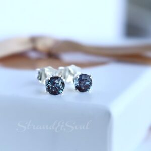 Silver Alexandrite Studs - Alexandrite Studs in Silver - June Birthstone Earrings - June Birthday Studs - Colour Changing Alexandrite Studs