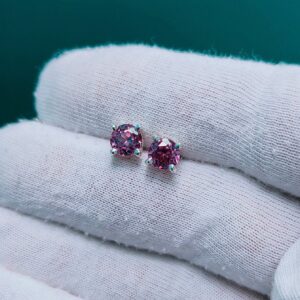 Alexandrite stud earrings, lab created alexandrite stud earrings, 925 sterling silver earrings, round cut alexandrite earrings