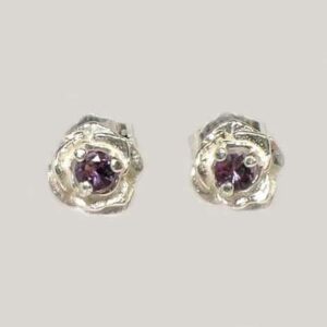 Alexandrite Earrings Tanzania Alexandrite Natural Gemstone Purple to Pink Color Change Gem Rose Style Studs Alexandrite Studs #62056