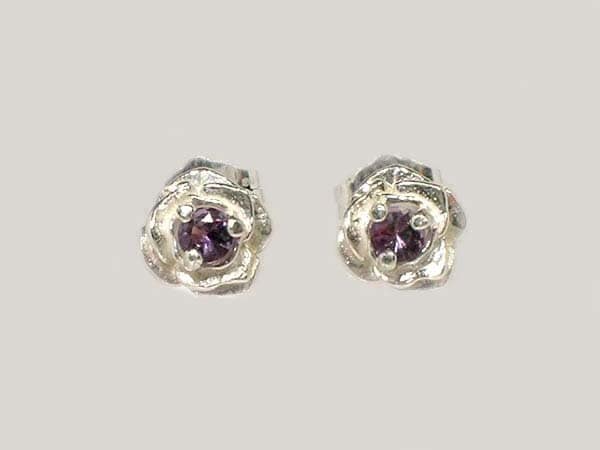 Alexandrite Earrings Tanzania Alexandrite Natural Gemstone Purple To Pink Color Change Gem Rose Style Studs Alexandrite Studs #62056