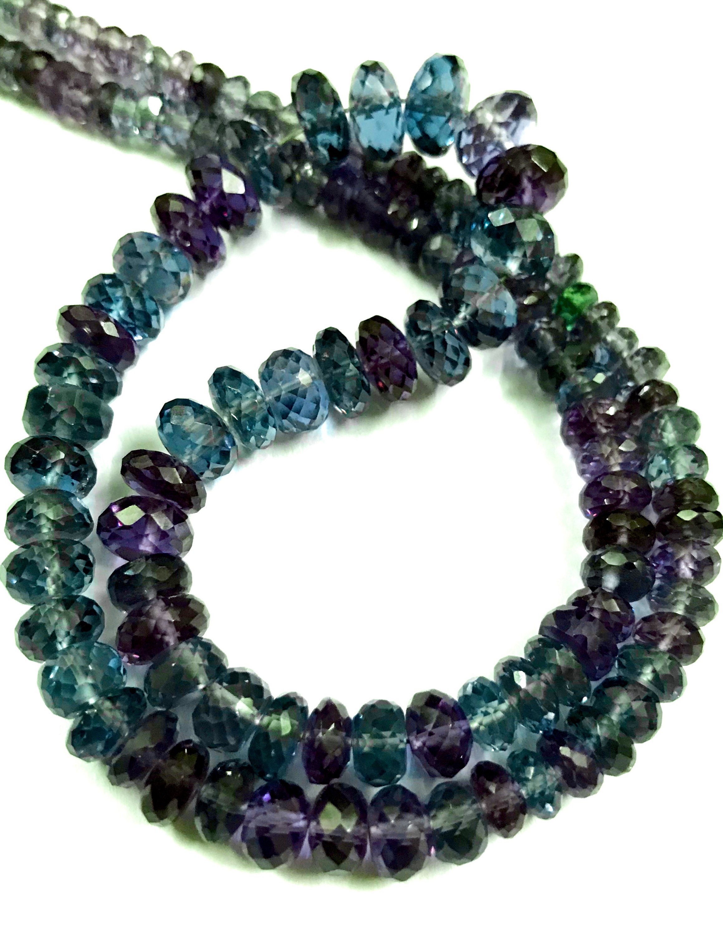 Aaaa+ Quality~alexandrite Beads Rarest Alexandrite Faceted Rondelle Beads Sparkling  Alexandrite Gemstone Beads Color Changing Alexandrites