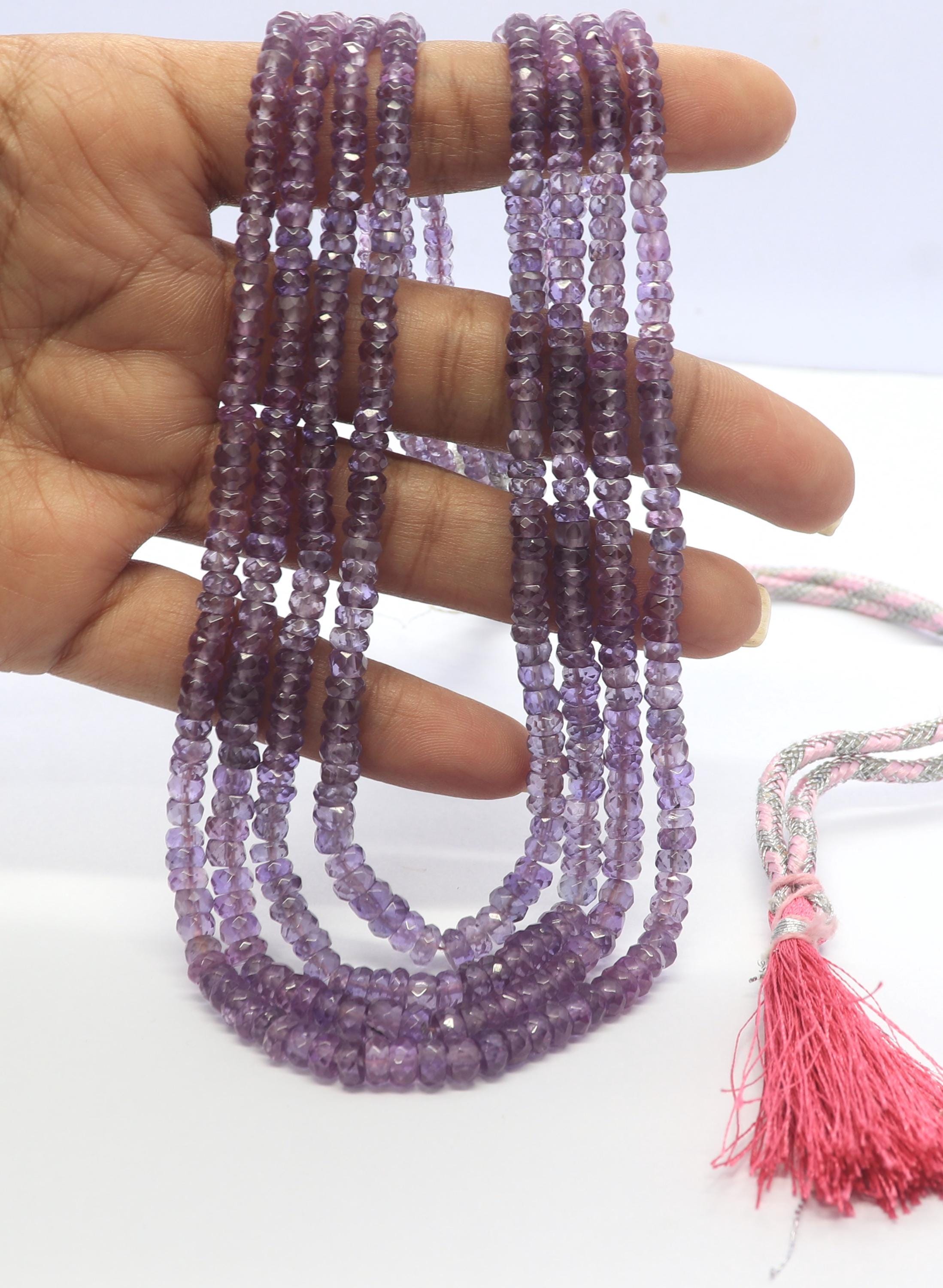 4 Strand Rare Alexandrite Faceted Rondelle Necklace 3.5-5.5 Mm Alexandrite Gemstone Beads 15- 17" Alexandrite Rondelle Necklace Jewelry