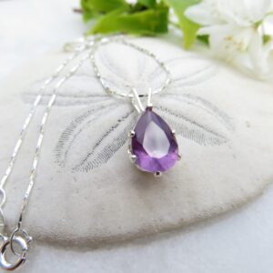 Alexandrite Cubic Zirconia Sterling Silver Necklace, June Birthstone