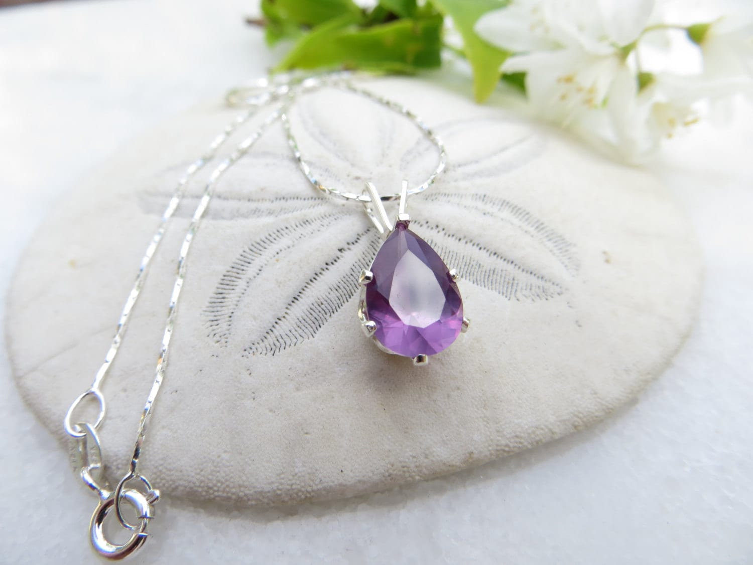 Alexandrite Cubic Zirconia Sterling Silver Necklace, June Birthstone