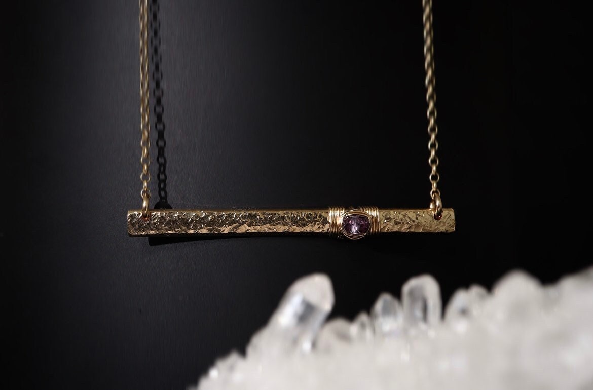 Alexandrite Signature Bar Necklace In 14k Gold Filled Or Sterling Silver, June Birthstone