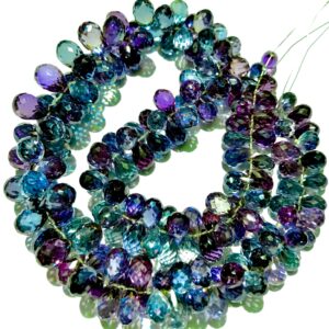 ALEXANDRITE Teardrops Beads~AAAA+ Rarest Alexandrite Faceted Teardrops Color Changing Alexandrite Gemstone Gorgeous Alexandrite 20” Necklace