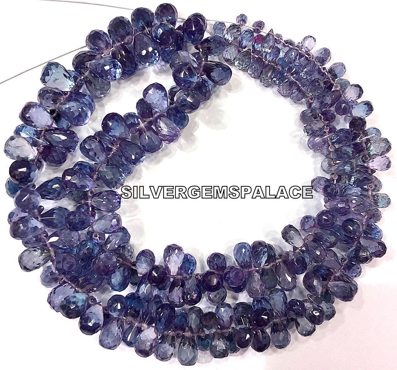Aaaa+ Alexandrite Faceted Teardrop Beads Color Changing Alexandrite Gemstone Beads Sparkle Alexandrite Drops Briolettes Jewelry Making Drops