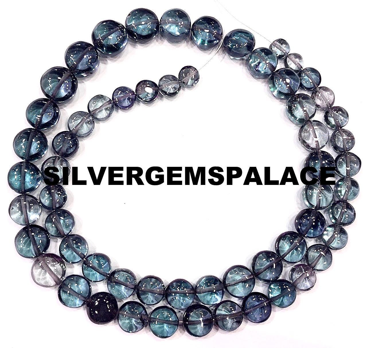 Aaaa+ Rarest~alexandrite Coin Beads,smooth Coin Gemstone Beads Smooth Alexandrite Strand 7/10mm Coin Beads 18” Jewelry Making Beads.