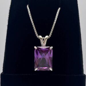 13ct Emerald Cut Alexandrite Necklace Pendant June Birthstone Jewelry Gift Mother Of The Bride