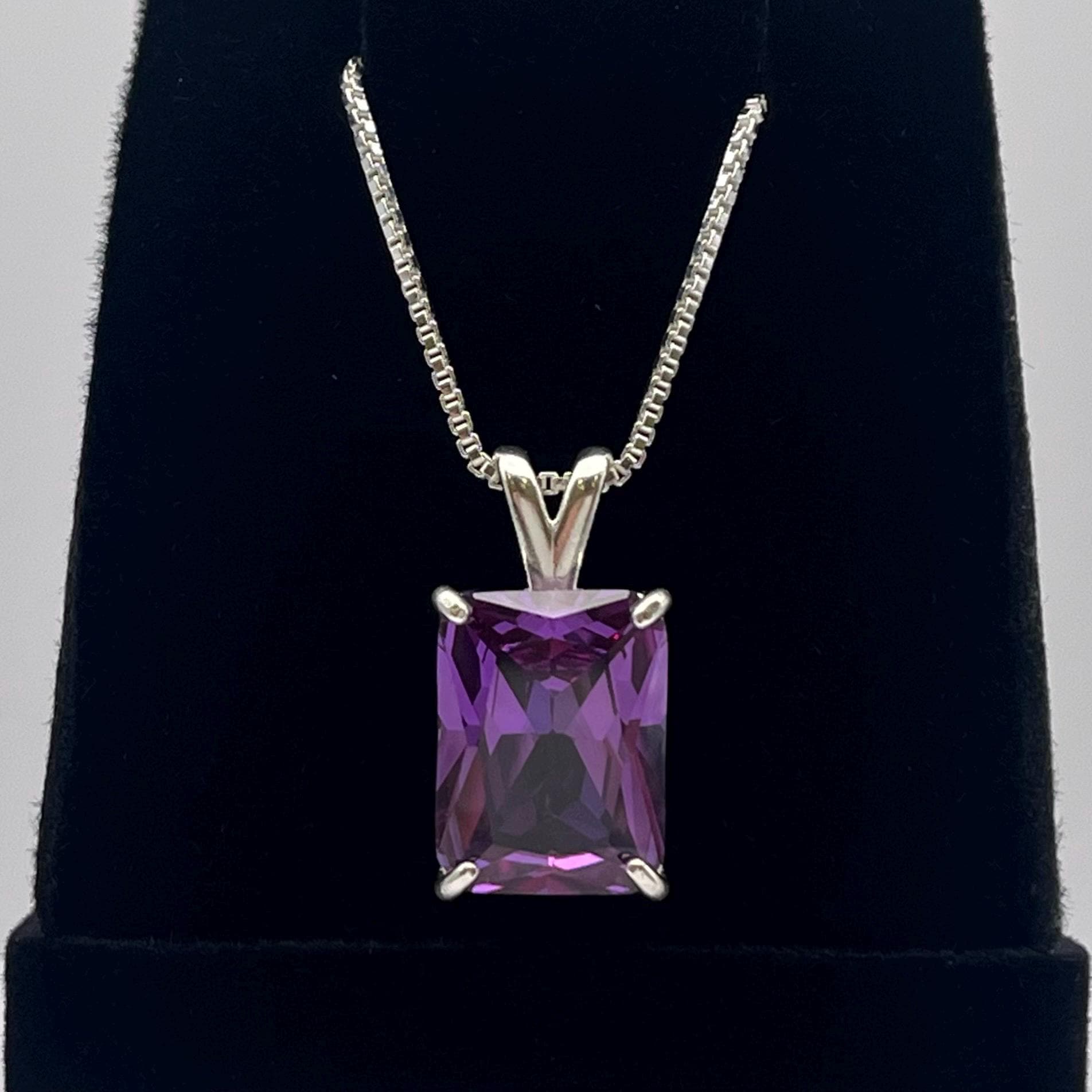 13ct Emerald Cut Alexandrite Necklace Pendant June Birthstone Jewelry Gift Mother Of The Bride