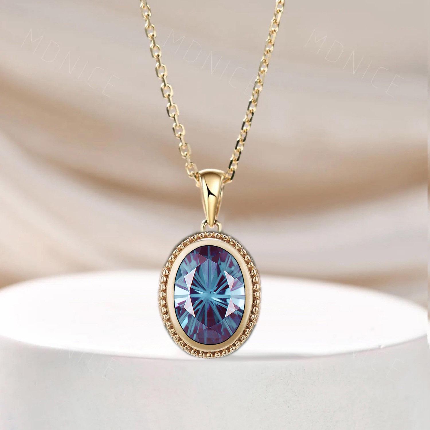2ct Oval Fireworks Cut Alexandrite Necklace Bezel 14k Yellow Gold Solitaire Color Change Necklace June Birthstone Vintage Milgrain Pendant 2ct Oval Fireworks Cut Alexandrite Necklace Bezel 14k Yellow Gold Solitaire Color Change Necklace June Birthstone Vintage Milgrain Pendant