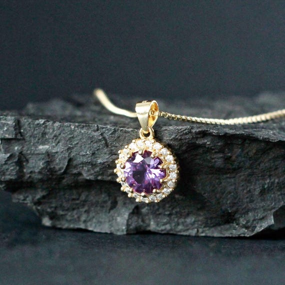 8 Mm Alexandrite Pendant Sterling Silver Large Alexandrite Jewelry June Birthstone Genuine Lab-created Alexandrite Necklace Gemstone Gift
