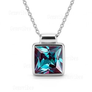 925 Sterling Silver Color Changing Alexandrite Pendant For Women Simple Dainty Pendant Birthsay Gift For Her June Birthstone Jewelry