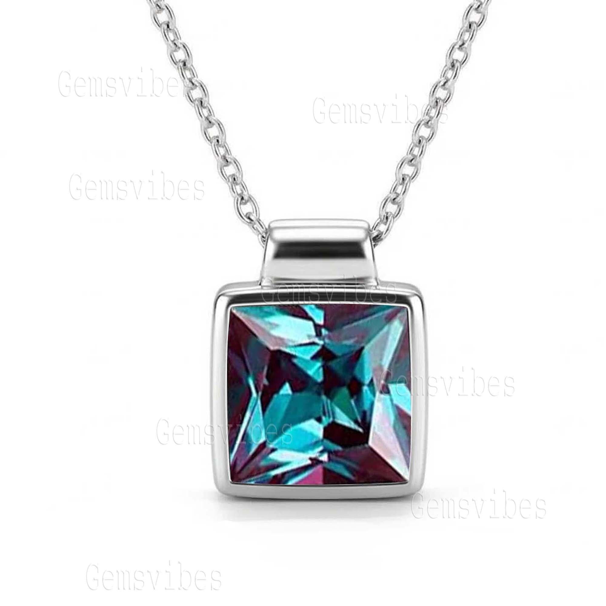 925 Sterling Silver Color Changing Alexandrite Pendant For Women Simple Dainty Pendant Birthsay Gift For Her June Birthstone Jewelry 925 Sterling Silver Color Changing Alexandrite Pendant For Women Simple Dainty Pendant Birthsay Gift For Her June Birthstone Jewelry