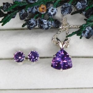 Alexandrite 9mm Pendant or Jewelry Set: Purple~Pink Color Change, Sterling Silver, June Birthstone Alexandrite 9mm Pendant or Jewelry Set: Purple~Pink Color Change, Sterling Silver, June Birthstone