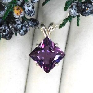 Alexandrite 9mm Pendant: Purple To Pink Color Change, Sterling Silver, June Birthstone
