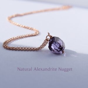 Natural Alexandrite Gemstone - Alexandrite Necklace - Alexandrite Pendant - Genuine Alexandrite - Small Nugget Necklace - Rose Gold Necklace