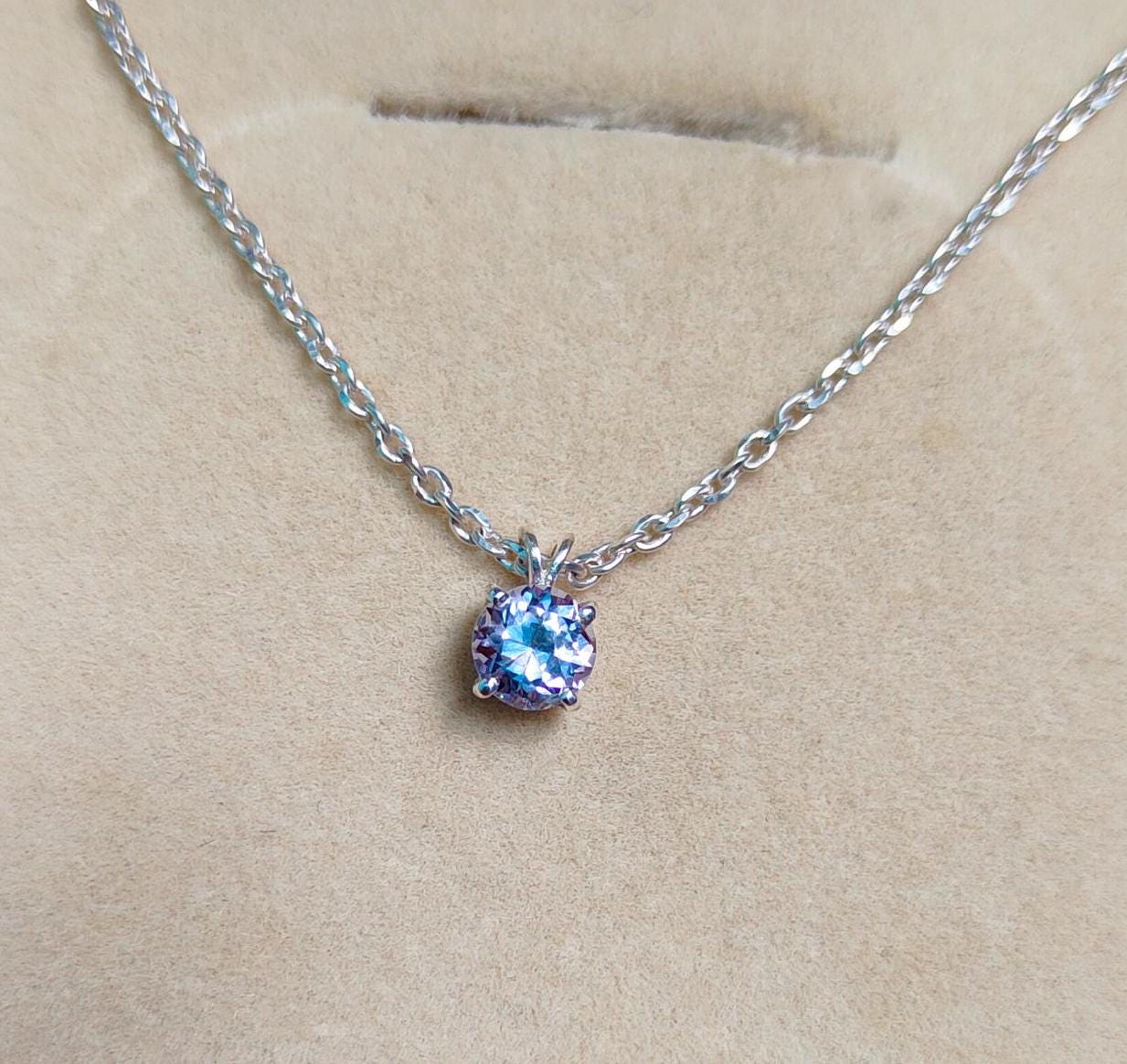 Alexandrite Pendant, Alexandrite Necklace, Round Cut Alexandrite Pendant With Chain, 925 Sterling Silver, Color Change Stone Pendant Alexandrite Pendant, Alexandrite Necklace, Round Cut Alexandrite Pendant With Chain, 925 Sterling Silver, Color Change Stone Pendant