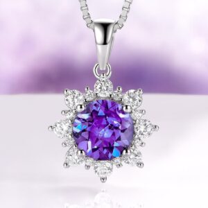 Snowflake Alexandrite Necklace In 925 Sterling Silver- Unique Color Changing June Birthstone Pendant - Anniversary Birthday Gift For Her