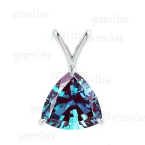 Trillion Alexandrite Pendant, Solid 925 Sterling Silver, June Birthstone