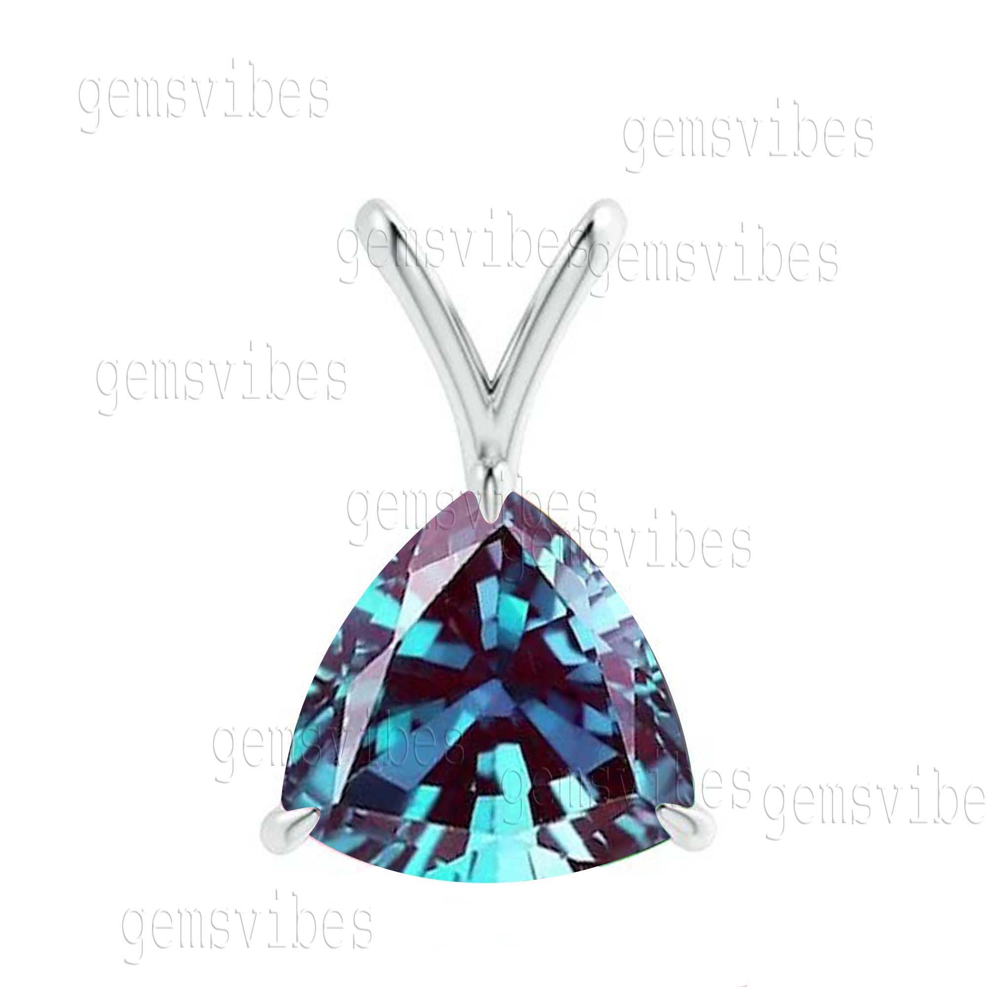 Trillion Alexandrite Pendant, Solid 925 Sterling Silver, June Birthstone