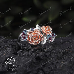 Pear Alexandrite Engagement Ring Unique Rose Gold Engagement Ring For Women Antique 0.75ctw Alexandrite Ring Bridal Vintage Anniversary Gift