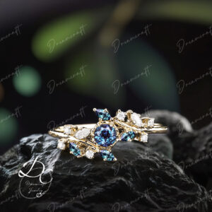 Vintage Alexandrite Engagement Ring Yellow Gold Leaf Nature Inspired Branches Twig Marquise Gemstone Wedding Women Anniversary Ring Gift Vintage Alexandrite Engagement Ring Yellow Gold Leaf Nature Inspired Branches Twig Marquise Gemstone Wedding Women Anniversary Ring Gift