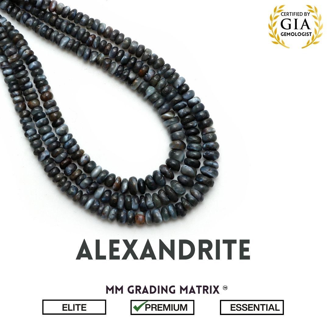 3 Mm - 6.5 Mm Alexandrite Smooth Rondelle Shape Beads, Gemstone Beads For Jewelry Making, Natural Alexandrite Plain Beads Strand 18 Inches