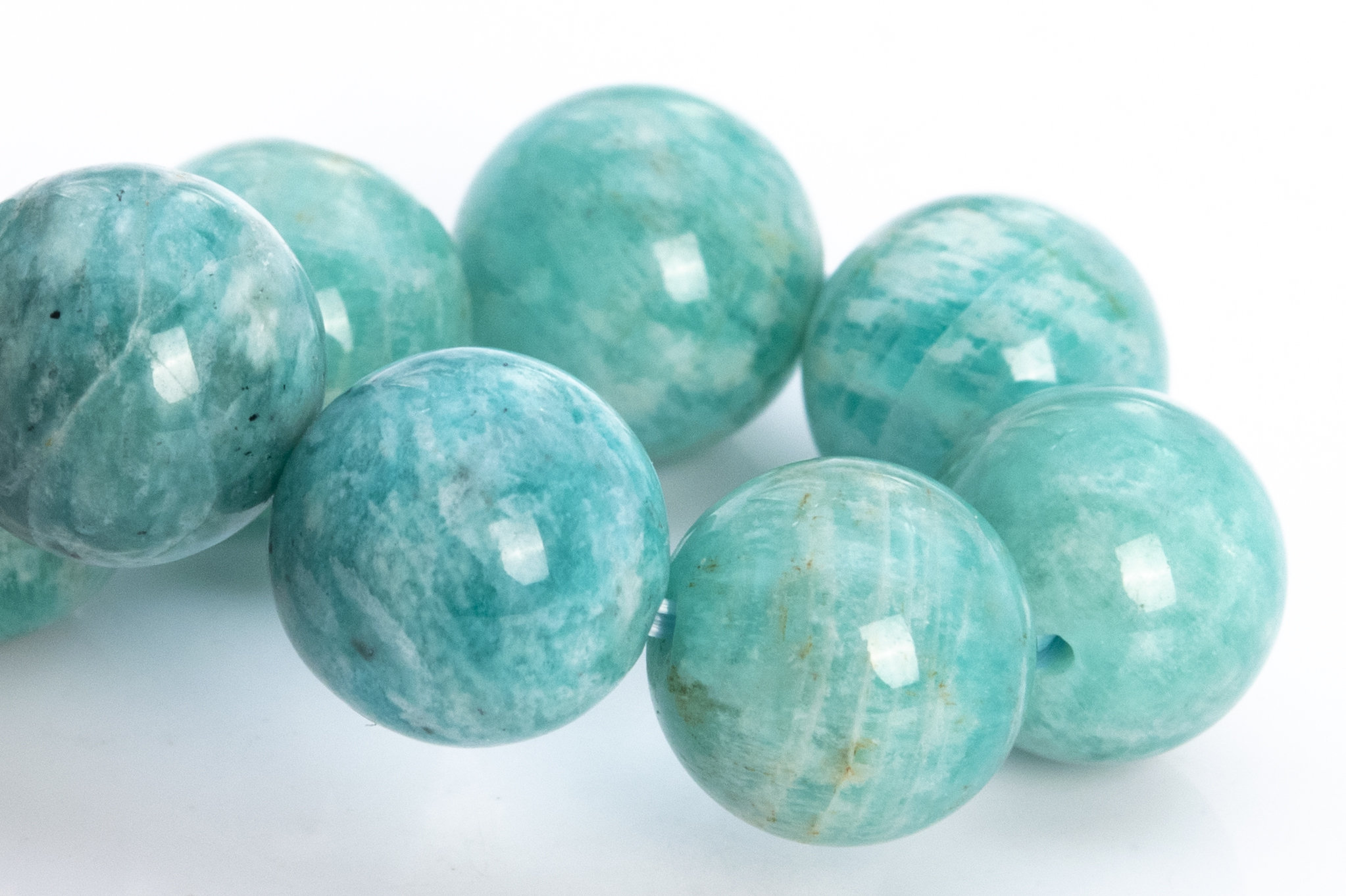 11-12mm Genuine Peruvian Amazonite Beads Blue Green Bracelet Grade A Natural Round Gemstone 7.5" (115775h-3909)