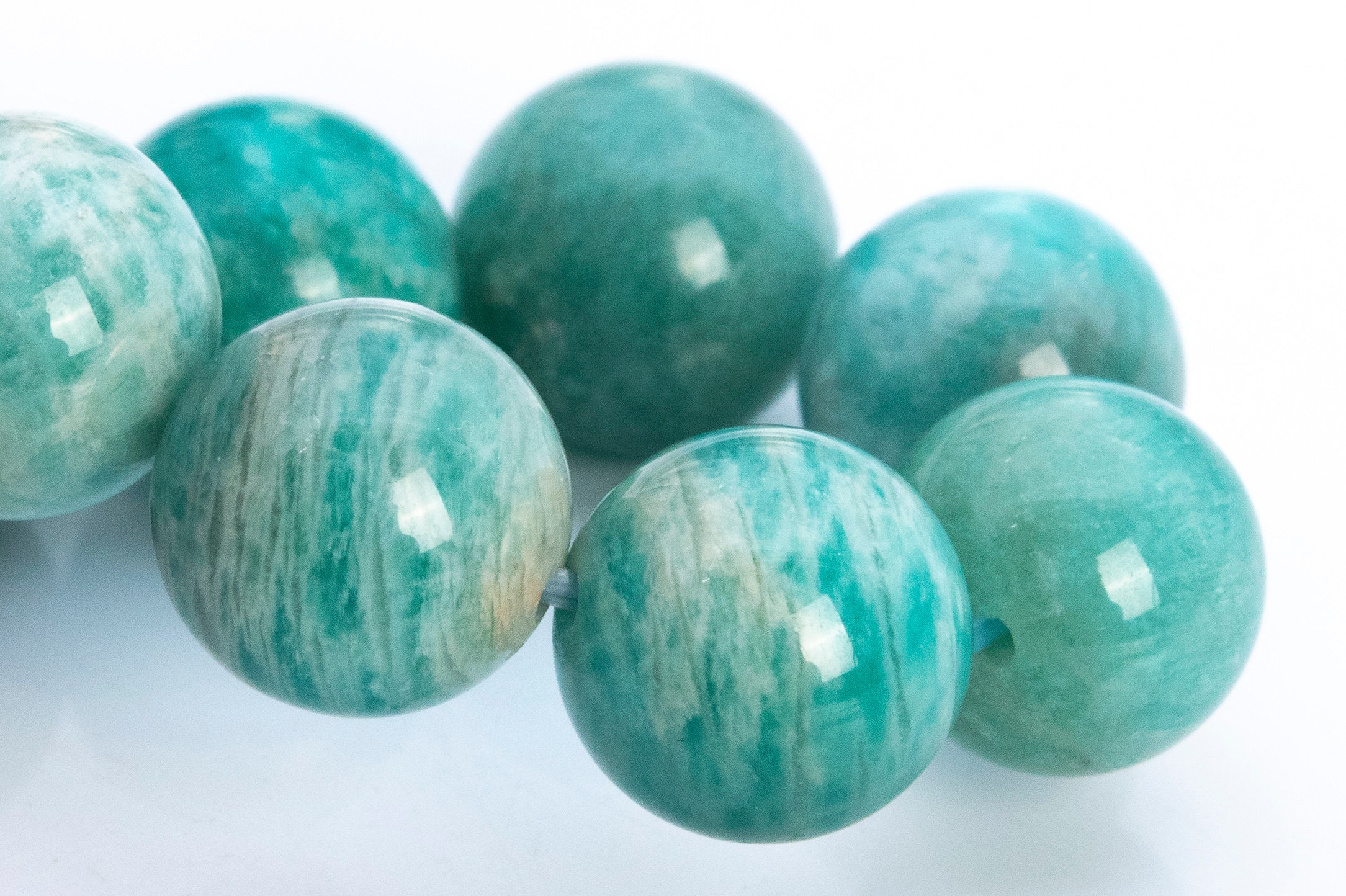11mm Genuine Peruvian Amazonite Beads Green Bracelet Grade A Natural Round Gemstone 7.5" (115884h-3918)