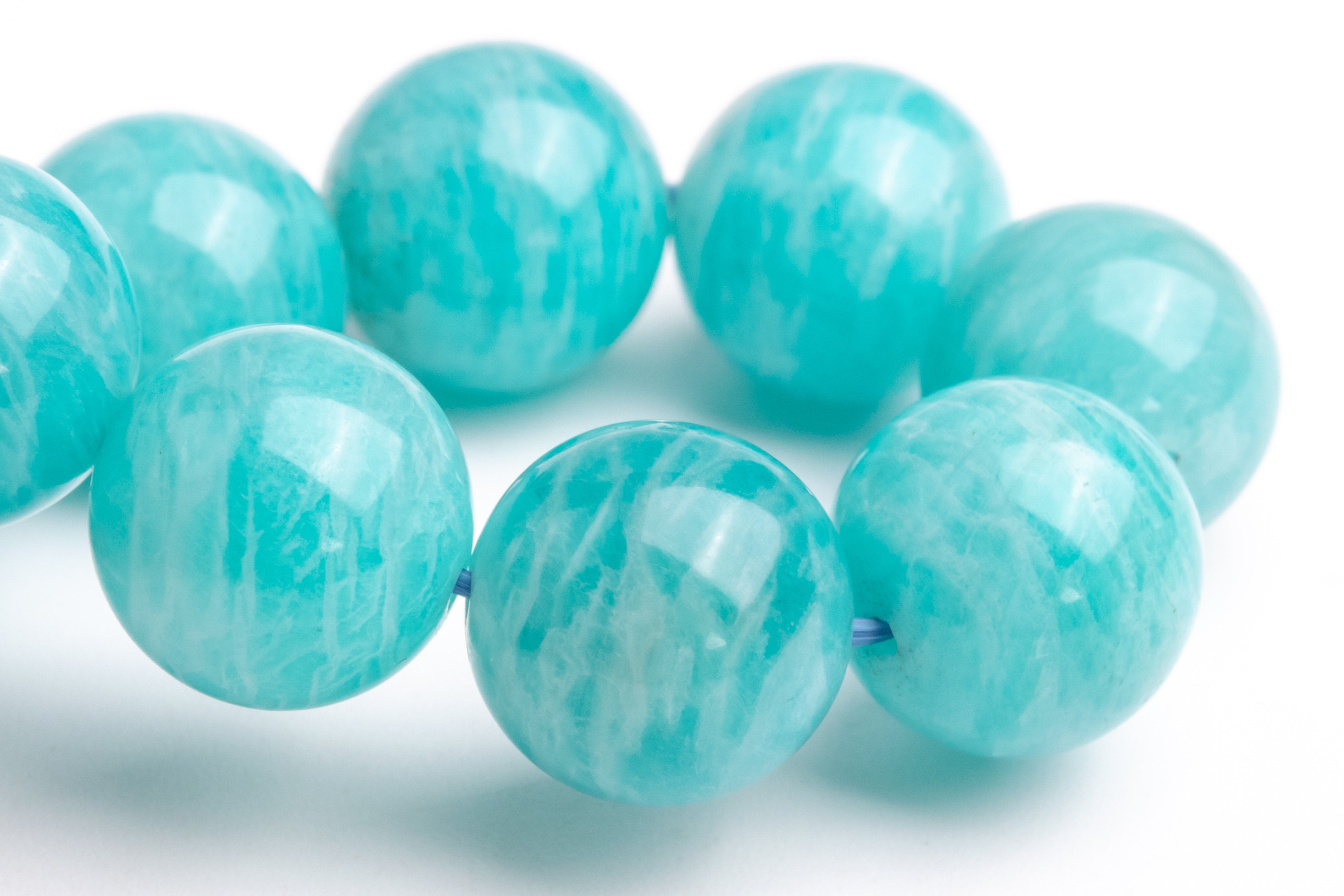 12mm Amazonite Aqua Wavy Stripes Beads Blue Green Bracelet Grade Aaa Genuine Natural Round Gemstone 8" Bulk Lot Options (122984h-2747)