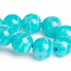 7-8MM Amazonite Aqua Wavy Stripes Beads Blue Green Bracelet Grade AAA Genuine Natural Round Gemstone 7" (122915h-2628)