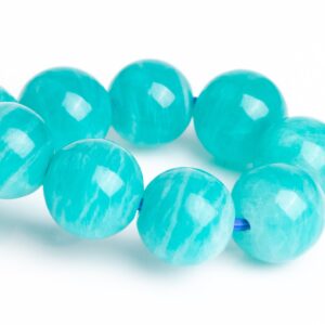 7-8MM Amazonite Aqua Wavy Stripes Beads Blue Green Bracelet Grade AAA Genuine Natural Round Gemstone 7" (122914h-2627)