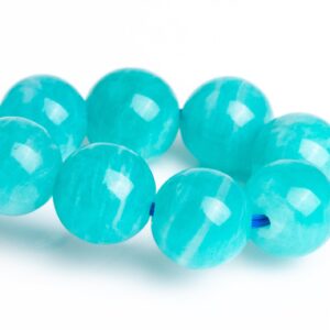 7MM Amazonite Aqua Wavy Stripes Beads Blue Green Bracelet Grade AAA Genuine Natural Round Gemstone 7" (122910h-2627)