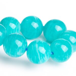 8-9MM Amazonite Aqua Wavy Stripes Beads Blue Green Bracelet Grade AAA Genuine Natural Round Gemstone 7" (122924h-2629)