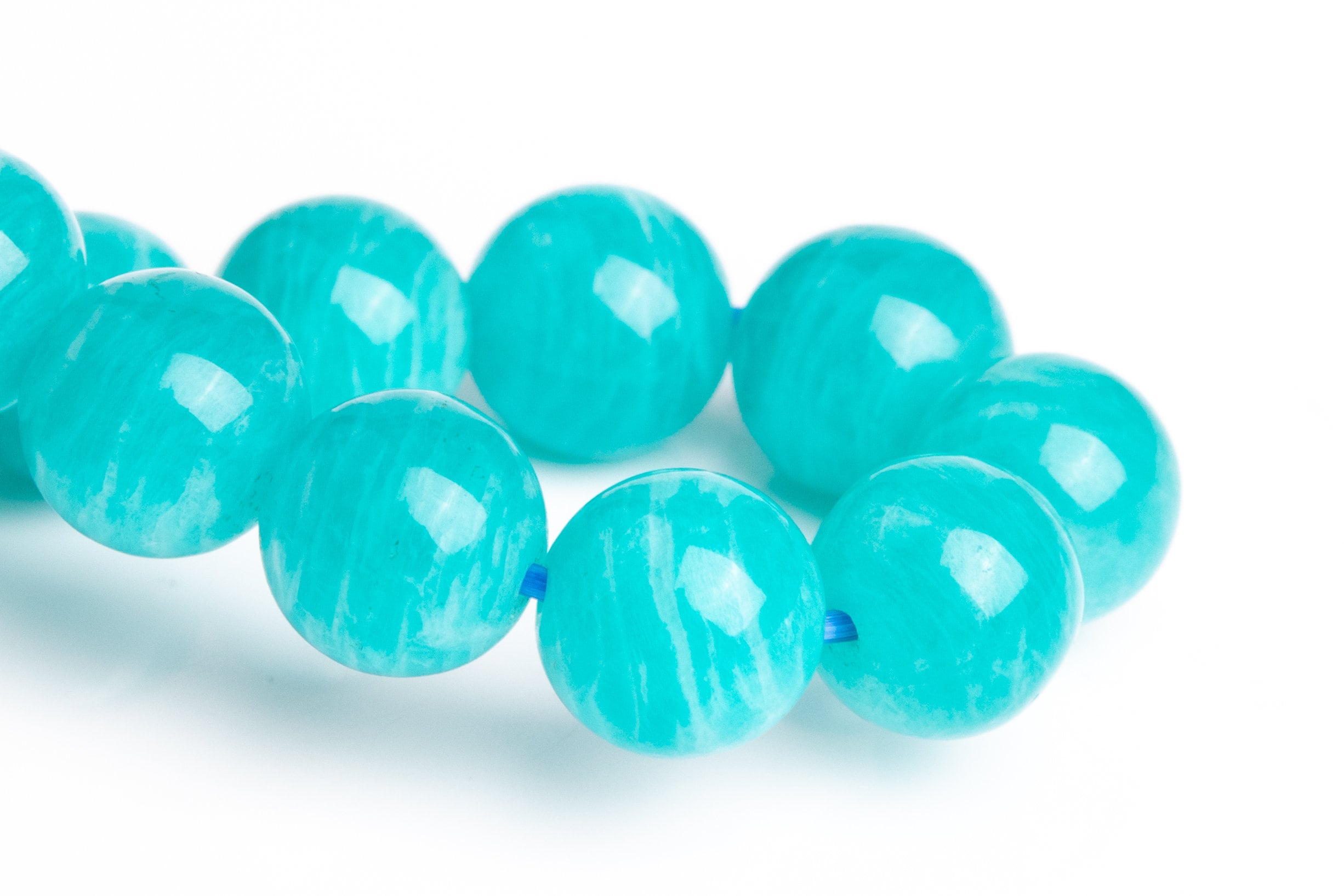 8-9mm Amazonite Aqua Wavy Stripes Beads Blue Green Bracelet Grade Aaa Genuine Natural Round Gemstone 7" (122924h-2629)