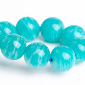 8-9MM Amazonite Aqua Wavy Stripes Beads Blue Green Bracelet Grade AAA Genuine Natural Round Gemstone 7" (122923h-2629)