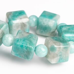 9-10mm Amazonite Beads Gray Green Bracelet Grade A Genuine Natural Beveled Edge Faceted Cube Gemstone 7.5" (121788h-3065) 9-10mm Amazonite Beads Gray Green Bracelet Grade A Genuine Natural Beveled Edge Faceted Cube Gemstone 7.5" (121788h-3065)