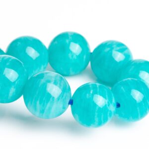9MM Amazonite Aqua Wavy Stripes Beads Blue Green Bracelet Grade AAA Genuine Natural Round Gemstone 7" (122932h-2643)