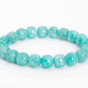 9x9MM Genuine Natural Mint Green Amazonite Beads Bracelet Grade A+ Drum Barrel Gemstone 7" (112225h-3489)