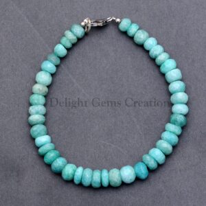 Amazonite Beaded Bracelet, Faceted Rondelle Beads (6mm-7.5mm, 8 inch)