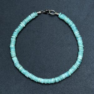Amazonite Disc Bead Bracelet, Gemstone Bracelet, Women's Jewelry