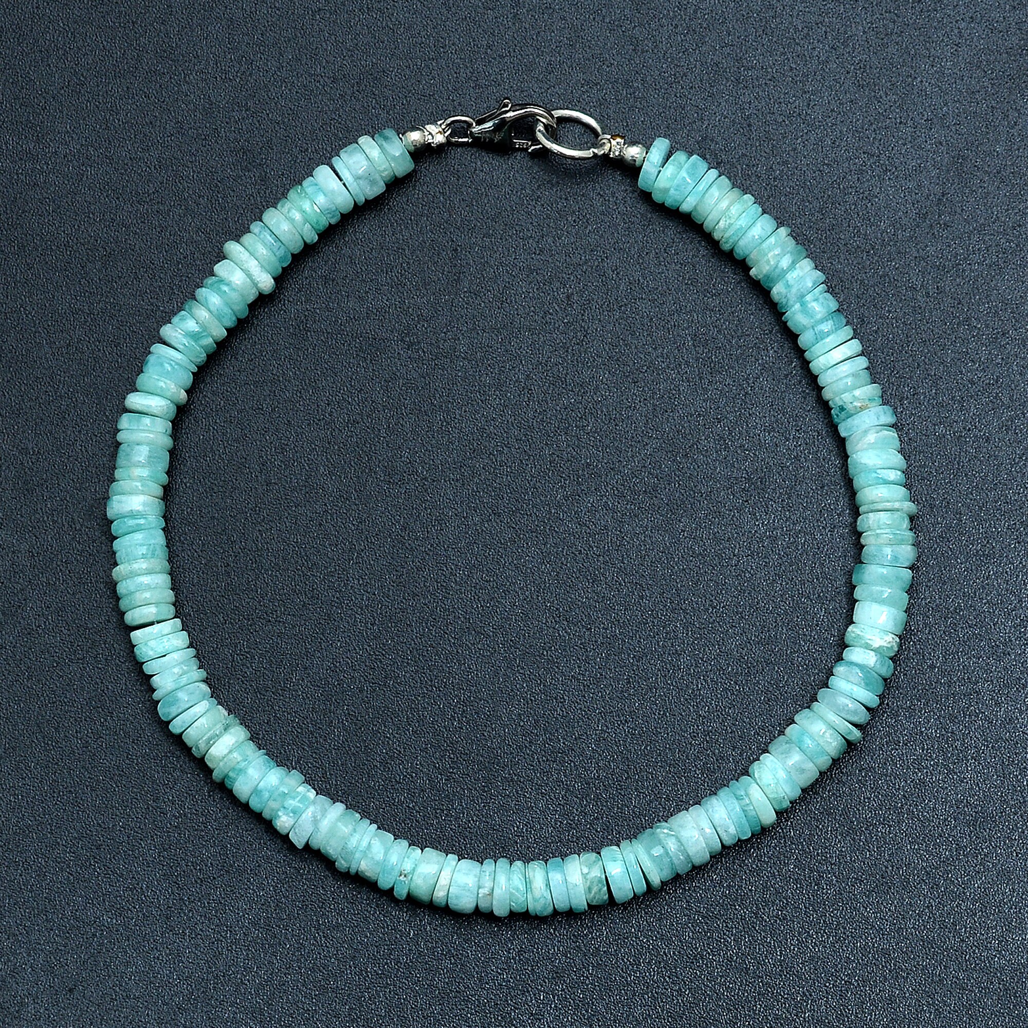 Amazonite Disc Bead Bracelet, Gemstone Bracelet, Women's Jewelry