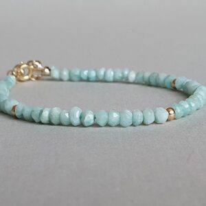 Amazonite Bracelet: Genuine Gemstone Rondelles, Gold Filled Findings